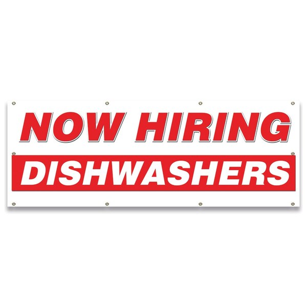 Now Hiring Dishwashers Banner Apply Inside Accepting Application Single Sided